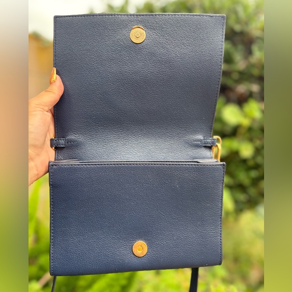 Tory Burch Harper Dark Navy Blue Embossed Crossbody - Picture 6 of 14